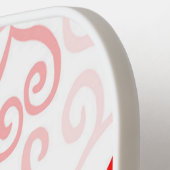 Rode en roze harten pickleball paddle (Links Detail)