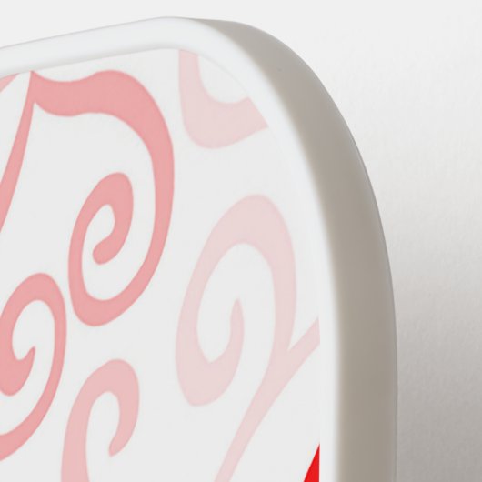 Rode en roze harten pickleball paddle (Links Detail)