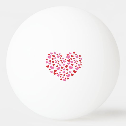Rode en roze harten pingpongbal (Achterkant)