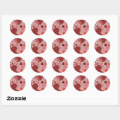 Rode en roze harten ronde sticker (Vel)