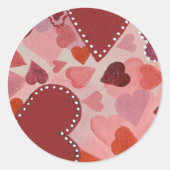 Rode en roze harten ronde sticker (Voorkant)