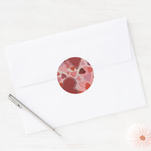 Rode en roze harten ronde sticker