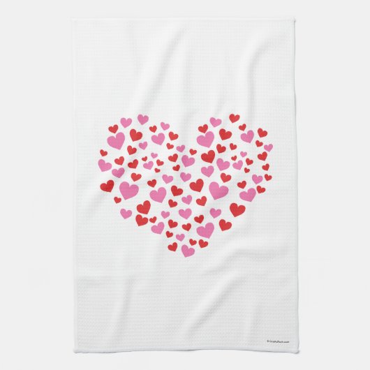 Rode en roze harten theedoek (Verticaal)