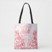 Rode en roze harten tote bag (Voorkant)