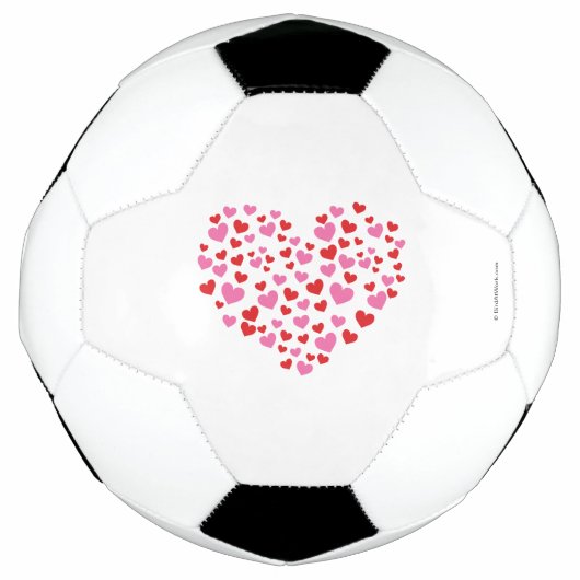 Rode en roze harten voetbal (Voorkant)