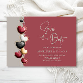 Rode en Roze Hartjes Bruiloft Save the Date