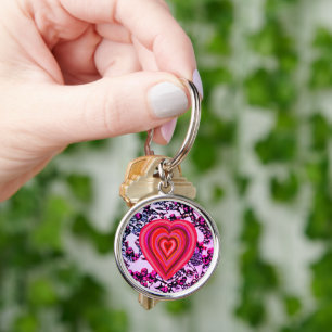 rode en roze hoofdketen sleutelhanger