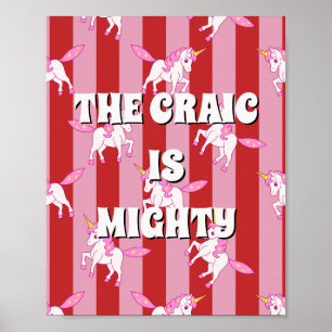 Rode en roze Ierse poster 'The craic is mighty'