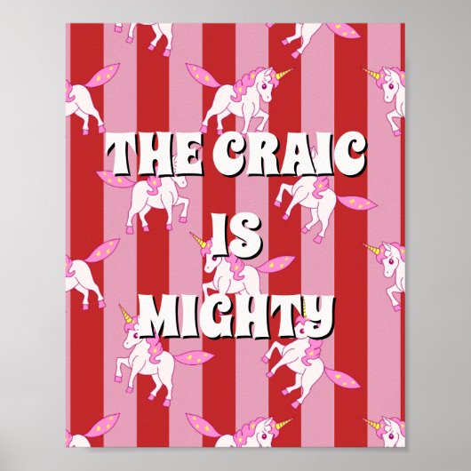 Rode en roze Ierse poster 'The craic is mighty' (Voorkant)