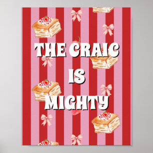 Rode en roze Ierse poster 'The craic is mighty'