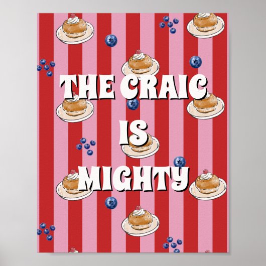 Rode en roze Ierse poster 'The craic is mighty' (Voorkant)