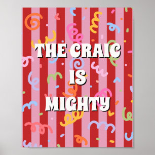 Rode en roze Ierse poster 'The craic is mighty'
