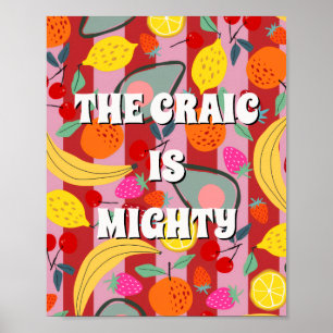 Rode en roze Ierse poster 'The craic is mighty'