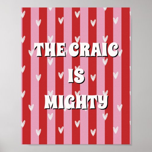 Rode en roze Ierse poster The craic is mighty (Voorkant)