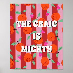 Rode en roze Ierse poster 'The craic is mighty'