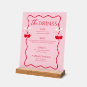 Rode en Roze Kersen Boog Bruidsdouche Drankjes Bar Acryl Bord (Hoek)