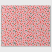 Rode en Roze Kersen Valentijns Cadeaupapier (Vlak)