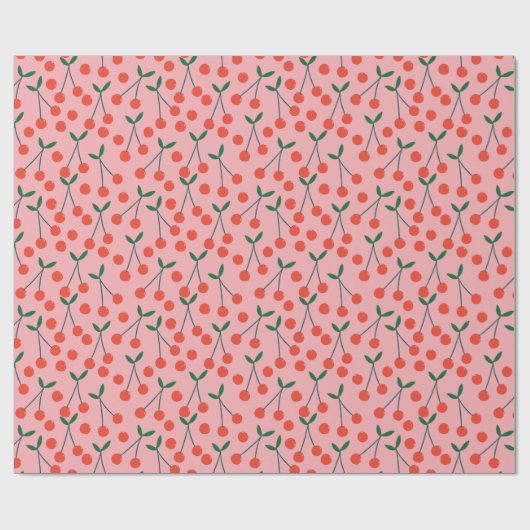 Rode en Roze Kersen Valentijns Cadeaupapier (Vlak)
