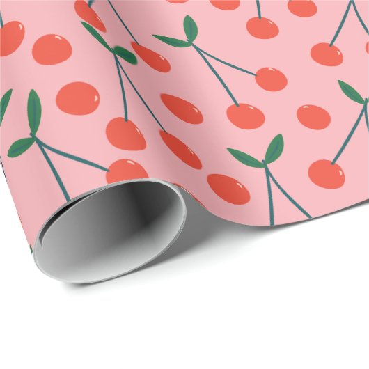 Rode en Roze Kersen Valentijns Cadeaupapier (Rol Hoek)