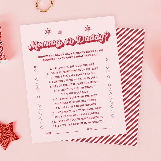 Rode en Roze Kerst Baby shower Raad Wie Spel (Creator heeft geüpload)