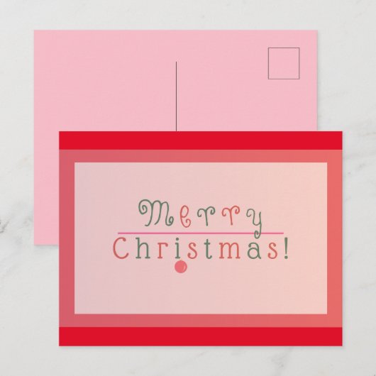 Rode en Roze Kerst met Kerstbal Briefkaart (Voorkant / Achterkant)