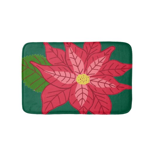 Rode en Roze Kerst Poinsettia Badmat (Voorkant)