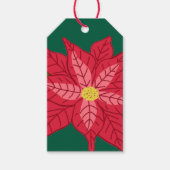 Rode en Roze Kerst Poinsettia Cadeaulabel (Voorkant)