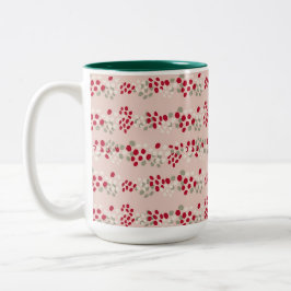 Rode en roze kerstbessen tweekleurige koffiemok