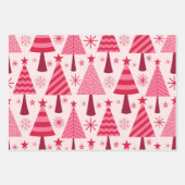 Rode en roze kerstbomen, Snoep en strepen Inpakpapier Vel (Voorkant)