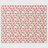 Rode en roze kerstlinten cadeaupapier (Vlak)