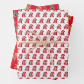 Rode en Roze Kerstman Kerstmis Inpakpapier Vel (In situ)
