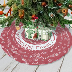 Rode EN Roze Kerstmis Familie Naam Rendier Pijlen Kerstboom Rok