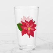 Rode en Roze Kerstster Poinsettia Glas (Voorkant)