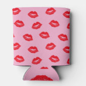 Rode en roze kussen gepersonaliseerde bruiloft blikjeskoeler (Achterkant)