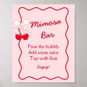 Rode en Roze Lint Bruidsdouche Mimosa Bar Poster (Voorkant)
