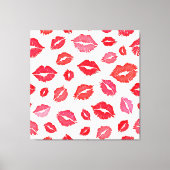 Rode en roze lip patroon kunst canvas afdruk (Voorkant)