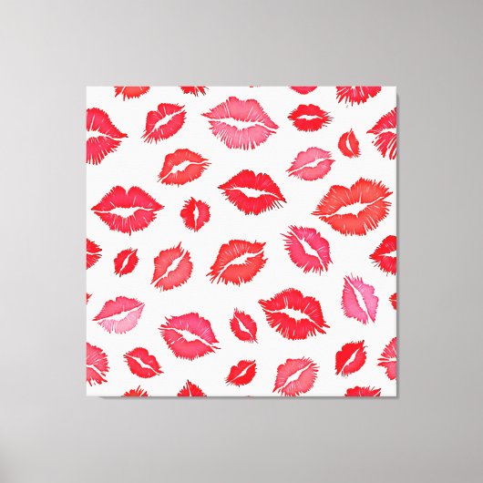 Rode en roze lip patroon kunst canvas afdruk (Voorkant)