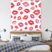 Rode en roze lip patroon kunst canvas afdruk (Insitu (Slaapkamer))