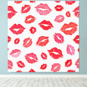 Rode en roze lip patroon kunst canvas afdruk (Insitu (Houten vloer))