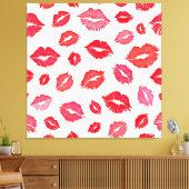 Rode en roze lip patroon kunst canvas afdruk (Insitu (Woonkamer))