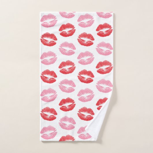 Rode en roze lippen, patroon van lippen, lippensti bad handdoek (Handdoek)