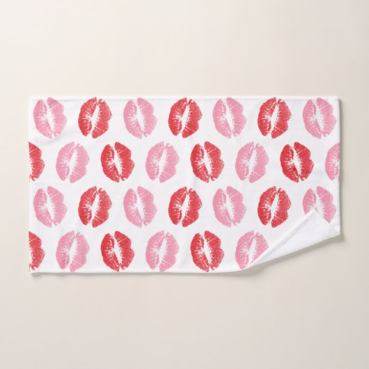 Rode en roze lippen, patroon van lippen, lippensti bad handdoek (Handdoek)