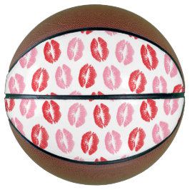 Rode en roze lippen, patroon van lippen, lippensti basketbal
