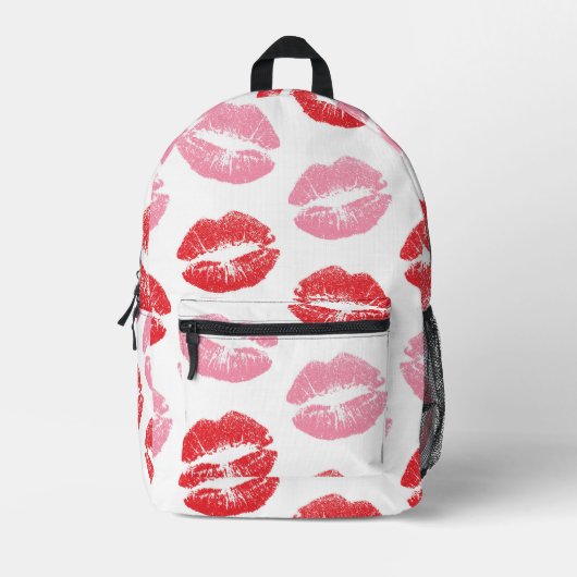 Rode en roze lippen, patroon van lippen, lippensti bedrukte rugzak (Voorkant)