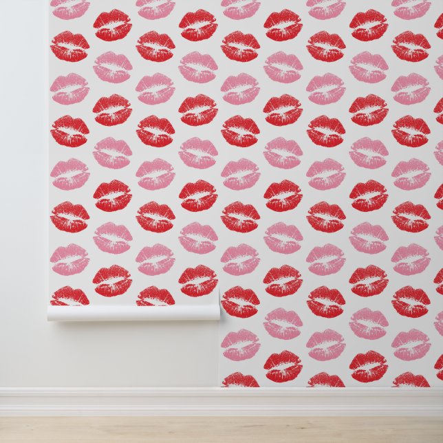 Rode en roze lippen, patroon van lippen, lippensti behang (Applicatie)