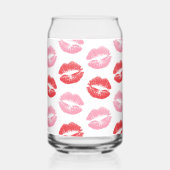 Rode en roze lippen, patroon van lippen, lippensti blikvorm glas (Voorkant)