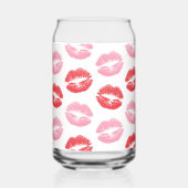Rode en roze lippen, patroon van lippen, lippensti blikvorm glas (Achterkant)