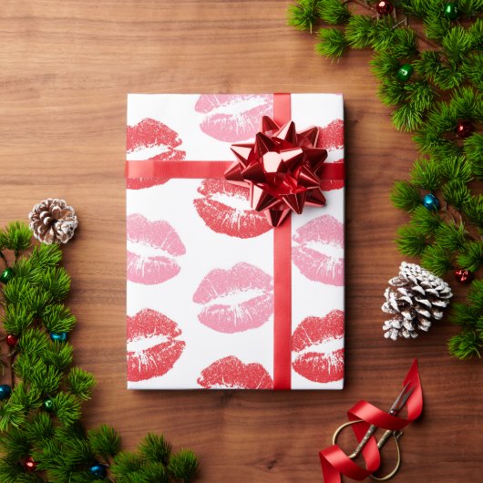 Rode en roze lippen, patroon van lippen, lippensti cadeaupapier (Feestdagen Geschenken)