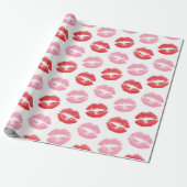 Rode en roze lippen, patroon van lippen, lippensti cadeaupapier (Uitgerold)