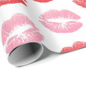Rode en roze lippen, patroon van lippen, lippensti cadeaupapier (Rol Hoek)